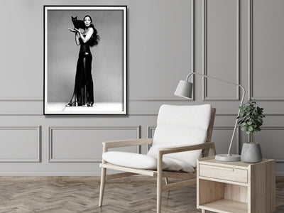 Wall Art 30cmx40cm Cher Music Black and White, Black Frame Canvas