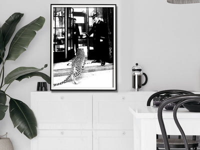 Wall Art 80cmx120cm Luxury Brand Leopard Jewelry Shop Poster, Black Frame Canvas