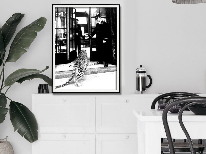 Wall Art 90cmx135cm Luxury Brand Leopard Jewelry Shop Poster, Black Frame Canvas