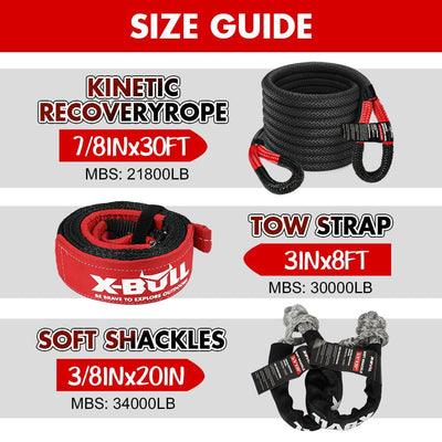 X-BULL 4WD Recovery Kit Kinetic Recovery Rope Snatch Strap / 2PCS Recovery Tracks 4X4 Gen3.0