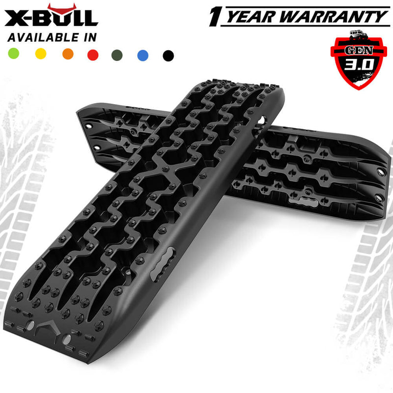 X-BULL Recovery tracks / Sand tracks / Mud tracks / Off Road 4WD 4x4 Car 2pcs Gen 3.0 - Black