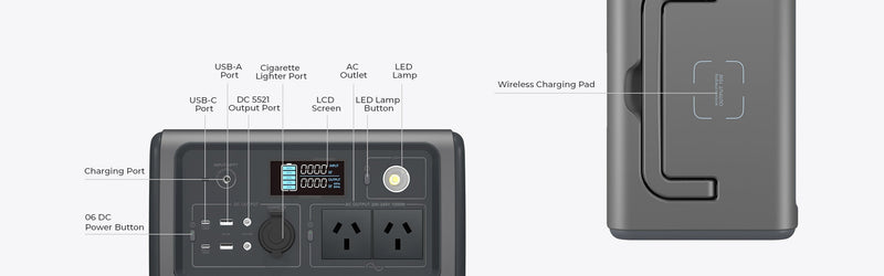 BLUETTI EB70 Portable Power Station 800W 716Wh LiFePo4 Battery with AU plug for Camping Outdoor Home Off-grid Black