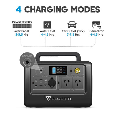 BLUETTI EB70 Portable Power Station 800W 716Wh LiFePo4 Battery with AU plug for Camping Outdoor Home Off-grid Black