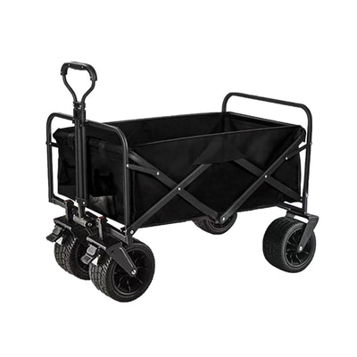1PC Foldable Shopping Cart ( Black ), Heavy Duty Collapsible Wagon with All-Terrain 10cm Wheels, Load 150kg, Portable 160 Liter Large Capacity Beach Wagon, Camping, Garden, Beach Day, Picnics, Shopping, Outdoor Grocery Cart with Adjustable Handle