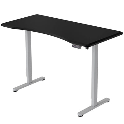 FORTIA Sit To Stand Up Standing Desk, 150x70cm, 72-118cm Electric Height Adjustable, Ergonomically Curved Edge, 50kg Rated, Black/Silver Frame