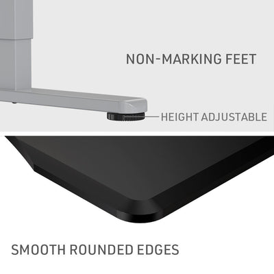 FORTIA Sit To Stand Up Standing Desk, 150x70cm, 72-118cm Electric Height Adjustable, Ergonomically Curved Edge, 50kg Rated, Black/Silver Frame