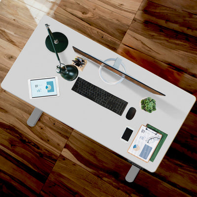 FORTIA Sit To Stand Up Standing Desk, 140x60cm, 72-118cm Electric Height Adjustable, 40kg Rated, White/Silver Frame