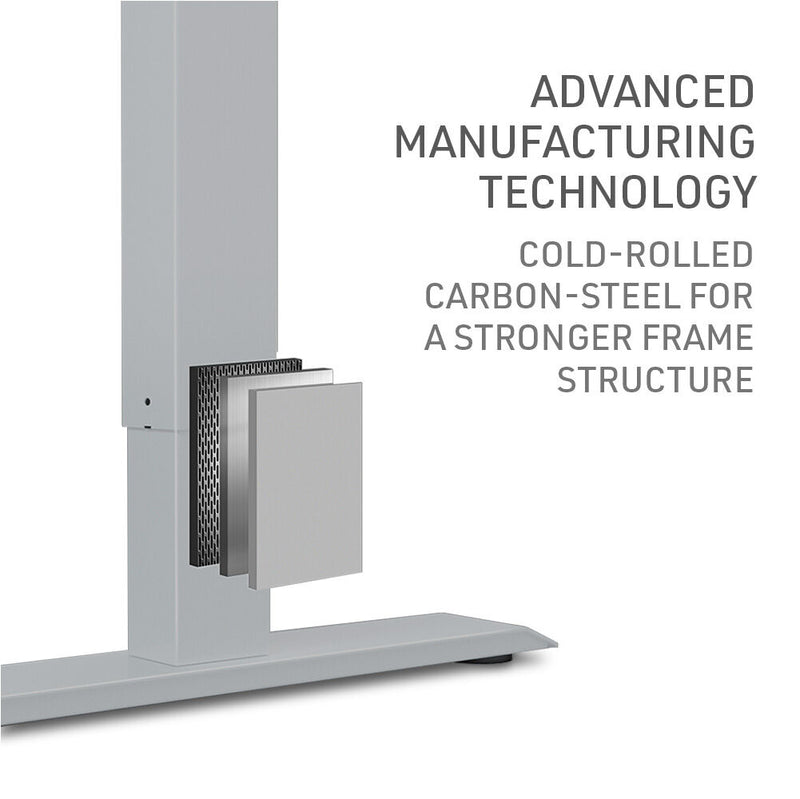 FORTIA Sit To Stand Up Standing Desk, 140x60cm, 72-118cm Electric Height Adjustable, 40kg Rated, White/Silver Frame