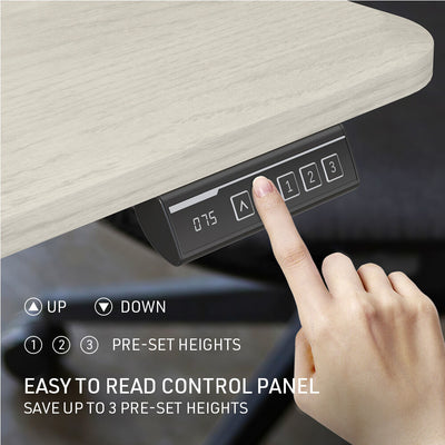FORTIA Sit To Stand Up Standing Desk, 150x70cm, 72-118cm, Height Adjustable, 50kg Rated, White Oak Style/Silver Frame