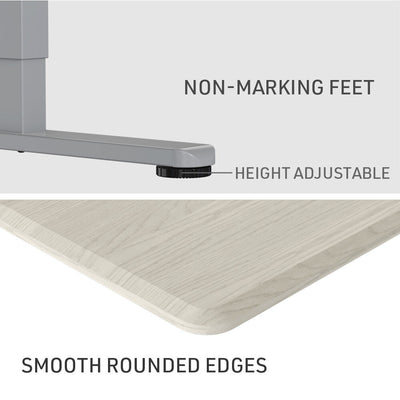 FORTIA Sit To Stand Up Standing Desk, 150x70cm, 72-118cm, Height Adjustable, 50kg Rated, White Oak Style/Silver Frame