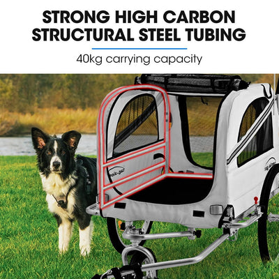 TAG-ALONG Pet & Cargo Jogger Bike Trailer, Pull Behind Bicycle Trailer Carrier Stroller, Grey