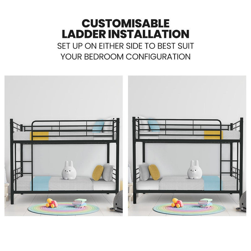 Kingston Slumber 2in1 King Single Metal Bunk Bed Frame, with Modular Design, Dark Matte Grey