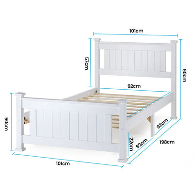 KINGSTON SLUMBER Single Wooden Bed Frame, Bedroom Furniture for Kids and Adults