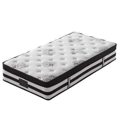 KINGSTON SLUMBER Luxury 34cm Single Mattress, Medium-Firm, Euro Top, 5-Zone Pocket Spring