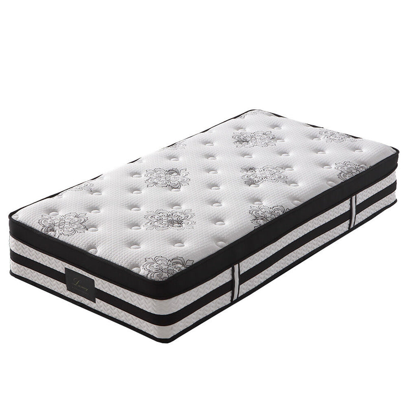 KINGSTON SLUMBER Luxury 34cm Single Mattress, Medium-Firm, Euro Top, 5-Zone Pocket Spring