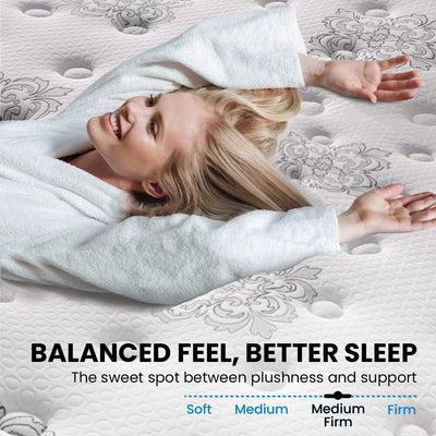 KINGSTON SLUMBER Luxury 34cm Single Mattress, Medium-Firm, Euro Top, 5-Zone Pocket Spring