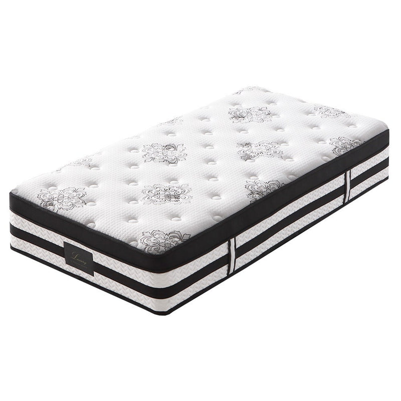 KINGSTON SLUMBER Luxury 34cm King Single Mattress, Medium-Firm, Euro Top, 5-Zone Pocket Spring