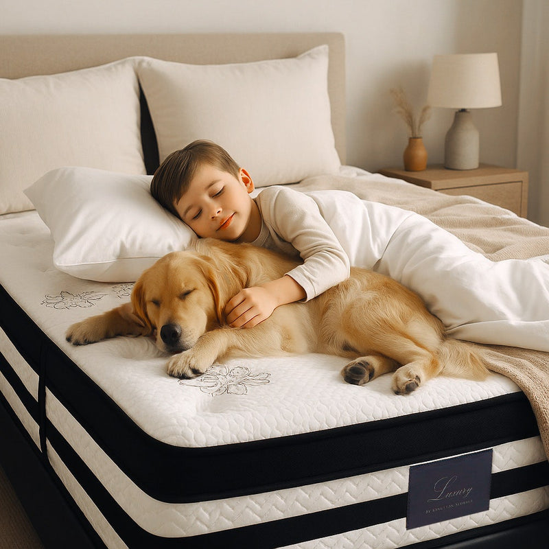 KINGSTON SLUMBER Luxury 34cm King Single Mattress, Medium-Firm, Euro Top, 5-Zone Pocket Spring