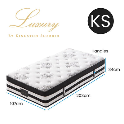 KINGSTON SLUMBER Luxury 34cm King Single Mattress, Medium-Firm, Euro Top, 5-Zone Pocket Spring