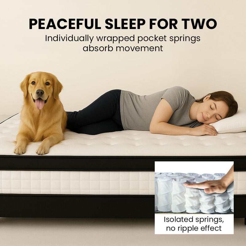 KINGSTON SLUMBER RelaxMax 31cm Queen Mattress, Euro Top, 5-Zone, Pocket Spring, Knitted Fabric