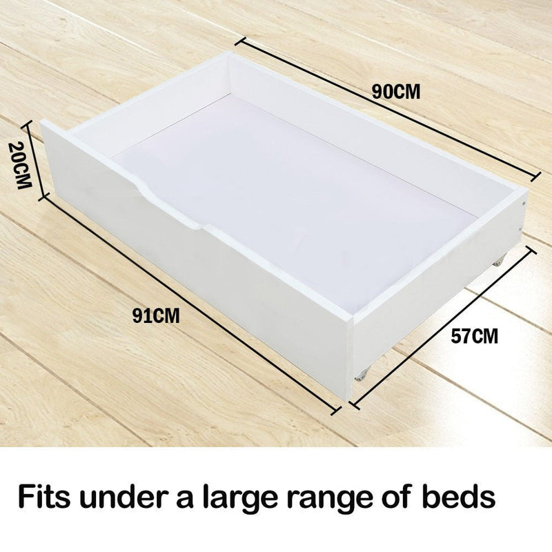 Kingston Slumber Trundle Under Bed Storage Drawers, 2 Pieces, White