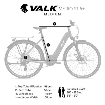 Valk Metro ST 5 + Electric Bike, Mid-Drive, Step-Through, Medium, Dark Grey