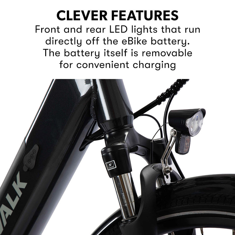 Valk Metro ST 5 + Electric Bike, Mid-Drive, Step-Through, Medium, Dark Grey