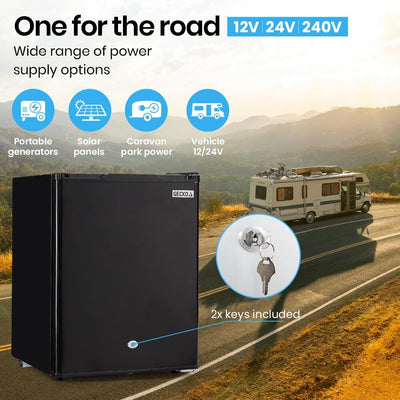 GECKO 70L Portable Fridge Freezer Camping Caravan Car Fridges 12V/24V/240V , Black