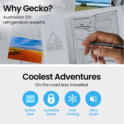 GECKO 70L Portable Fridge Freezer for Car Camping Caravans Fridges Refrigerator Cooler 12V/24V/240V