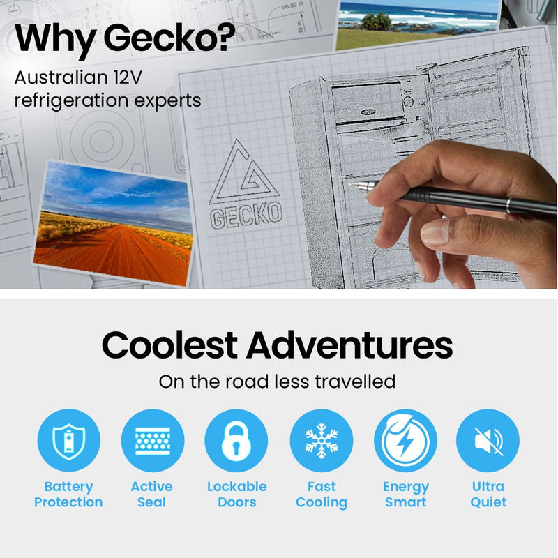 GECKO 95L Portable Upright Fridge Freezer Camping Caravans Bar Fridges 12V/24V/240V Refrigerator