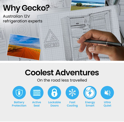 GECKO 95L Portable Fridge Freezer Camping Motorhome Caravan Upright Fridges 12V/24V/240V, Silver