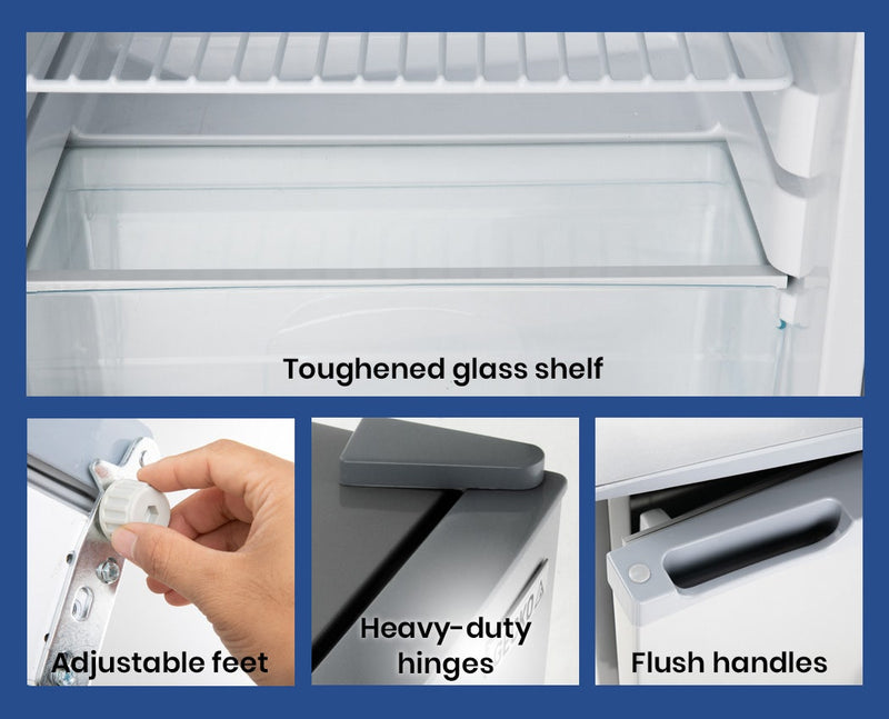 GECKO 95L Portable Fridge Freezer Camping Motorhome Caravan Upright Fridges 12V/24V/240V, Silver