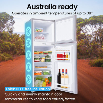 GECKO 142L Upright Portable Fridge / Freezer, 12V/24V/240V for Motorhome and Caravan, Silver