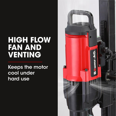 BAUMR-AG 3200W 280mm Wet/Dry Core Drill w/ Wheeled Stand & 102mm Bit Combo, for Concrete Coring Hole Drilling