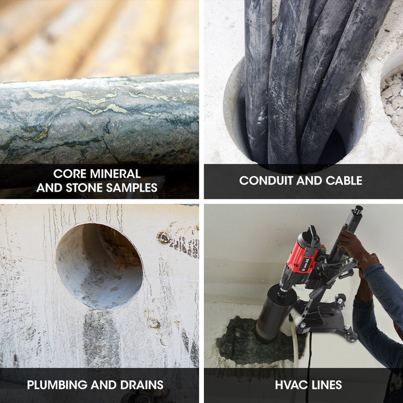 BAUMR-AG 3200W 280mm Wet/Dry Core Drill w/ Wheeled Stand & 102mm Bit Combo, for Concrete Coring Hole Drilling