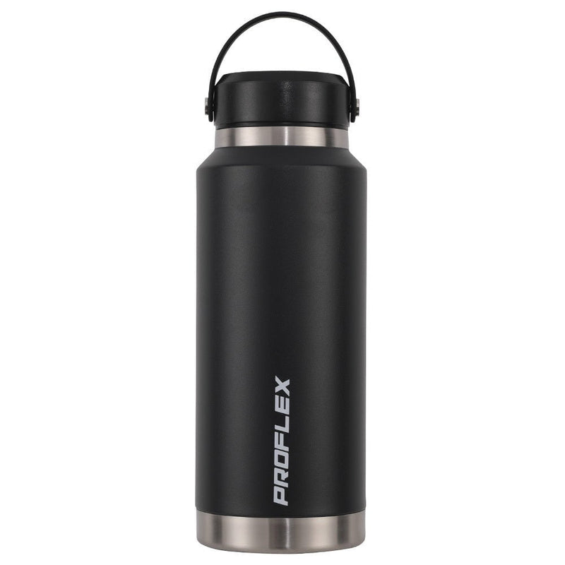 Proflex 1L Double Wall Insulated Stainless Steel Water Bottle, Drink Jug with Handle, Black