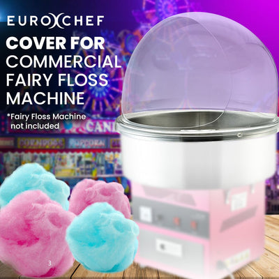 EUROCHEF Commercial Fairy Floss Cotton Candy Maker Machine Bubble Cover 52cm