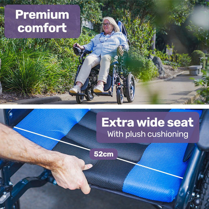 EQUIPMED Power Electric Wheelchair, Wide Bariatric Chair, Comfortable for S-XL, Long Range, Recline Adjustment, Lithium Battery, 16&