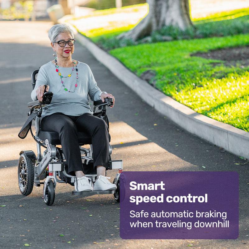 EQUIPMED Electric Folding Wheelchair, Folding, Motorised, 2x250W, Long Range, Power Mobility Scooter Lightweight