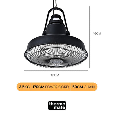 THERMOMATE 1500W Hanging Outdoor Electric Patio Heater, Radiant Carbon Fiber Element, with Remote Control