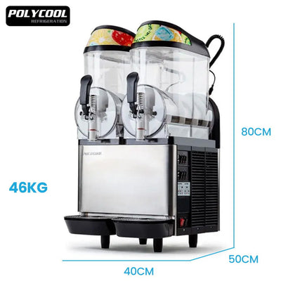 POLYCOOL 24L Double Tank Commercial Slush Machine, Quality Donper Compressor, Frozen Slushy Maker