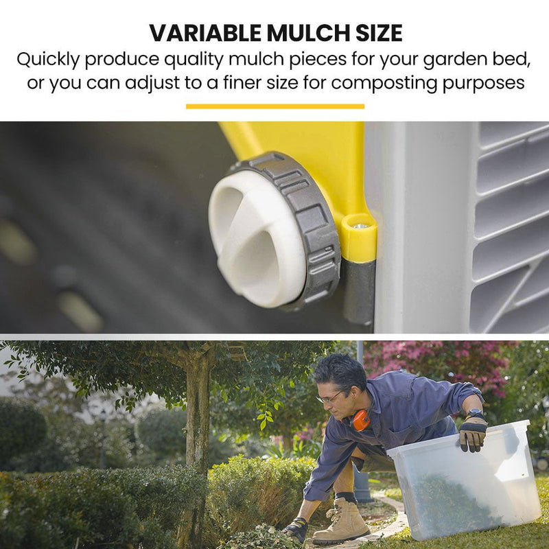 MICHIGAN 2400W Electric Crushing Impact Shredder, Quiet High Torque Garden Mulcher Chipper, Shreds Palm Fronds