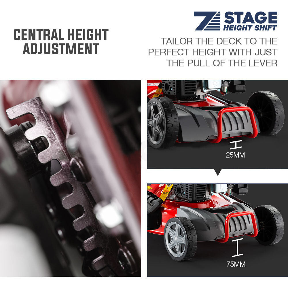 Baumr-AG Lawn Mower 18 220cc Petrol Self-Propelled Push Lawnmower