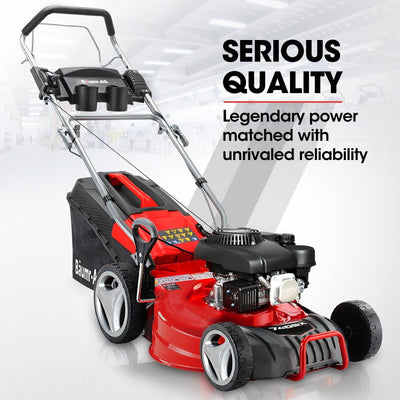 BAUMR-AG 18" 150cc Self Propelled Lawn Mower, 7 Height, Steel Deck, Cup Holders, 4-Stroke Petrol Lawnmower - 740SX