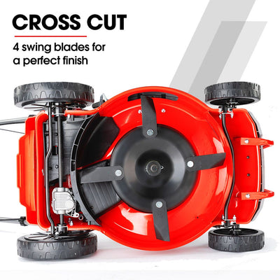 BAUMR-AG 18" 150cc Self Propelled Lawn Mower, 7 Height, Steel Deck, Cup Holders, 4-Stroke Petrol Lawnmower - 740SX