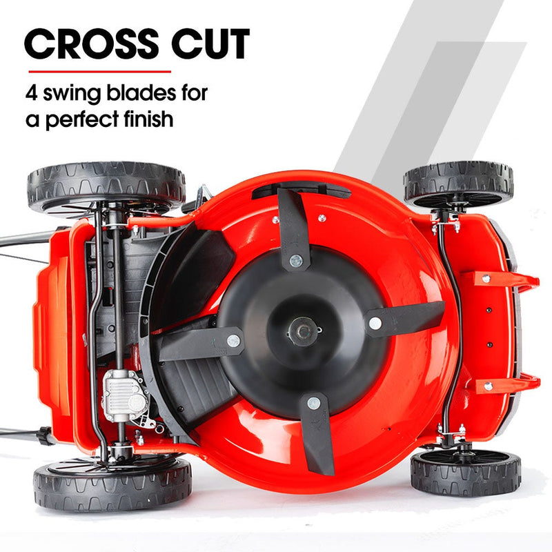 BAUMR-AG 18" 150cc Self Propelled Lawn Mower, 7 Height, Steel Deck, Cup Holders, 4-Stroke Petrol Lawnmower - 740SX