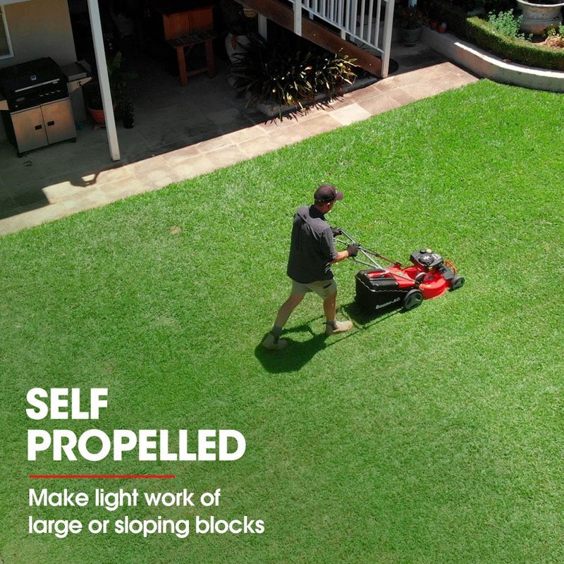 BAUMR-AG 18" 150cc Self Propelled Lawn Mower, 7 Height, Steel Deck, Cup Holders, 4-Stroke Petrol Lawnmower - 740SX