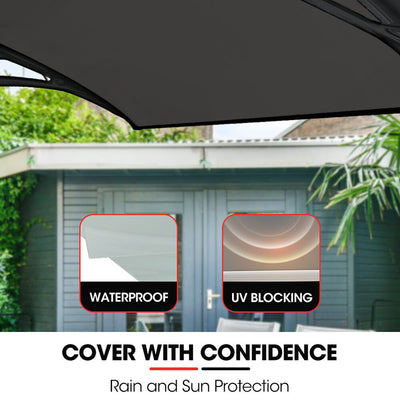 SHADE SHIELD 1x1m Aluminium Exterior Awning, Black DIY External UV Rain Protection Grey Tinted Polycarbonate Canopy Cover
