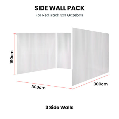 RED TRACK 3x Side Walls for 3x3m Gazebo, White