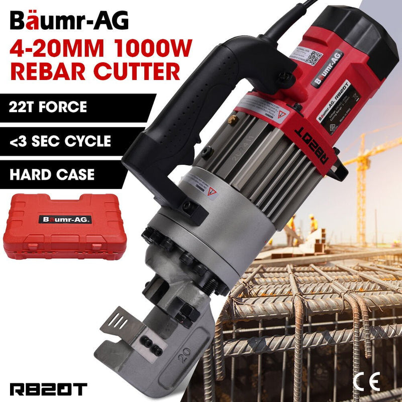 BAUMR-AG 4-20mm 1000W Heavy-Duty Electric Hydraulic Rebar Cutter, 3 Sec Cycle, Carry Case